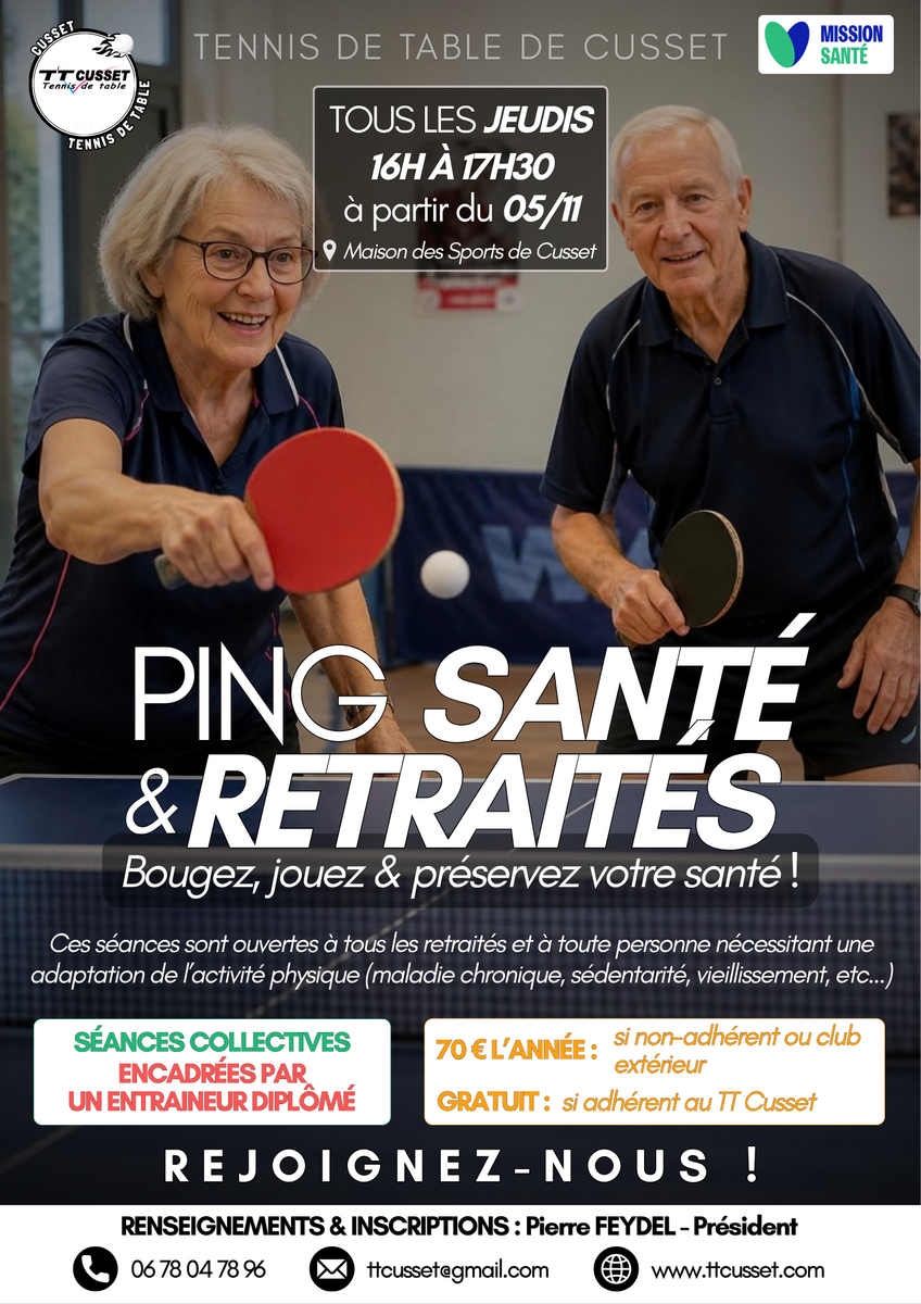 NOUVEAU CRÉNEAU : Ping Santé / Retraités !