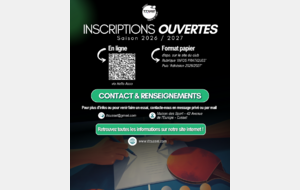 Inscriptions ouvertes - Saison 2026/2027