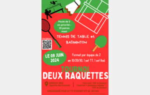 Tournoi deux raquettes Ping / Badminton