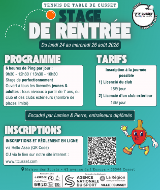 Stage de rentrée 2026