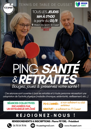 NOUVEAU CRÉNEAU : Ping Santé / Retraités !