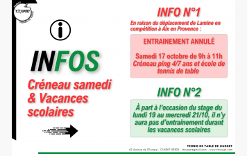 Infos - Vacances scolaires de la Toussaint