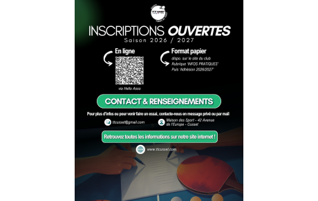 Inscriptions ouvertes - Saison 2026/2027