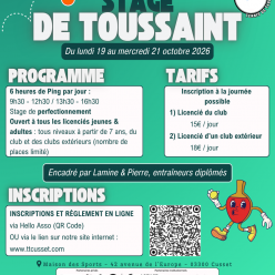 Stage de Toussaint 2026